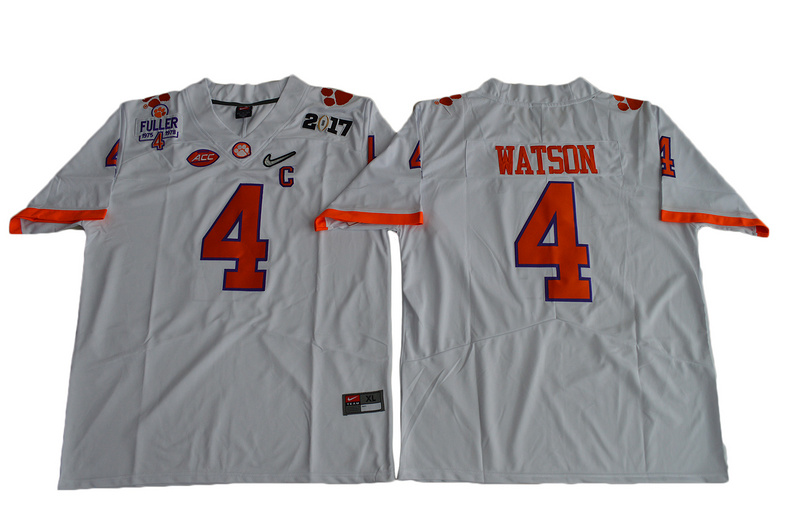 2017 Men Clemson Tigers DeShaun Watson #4 Diamond Quest Limited Jersey - White->->NCAA Jersey